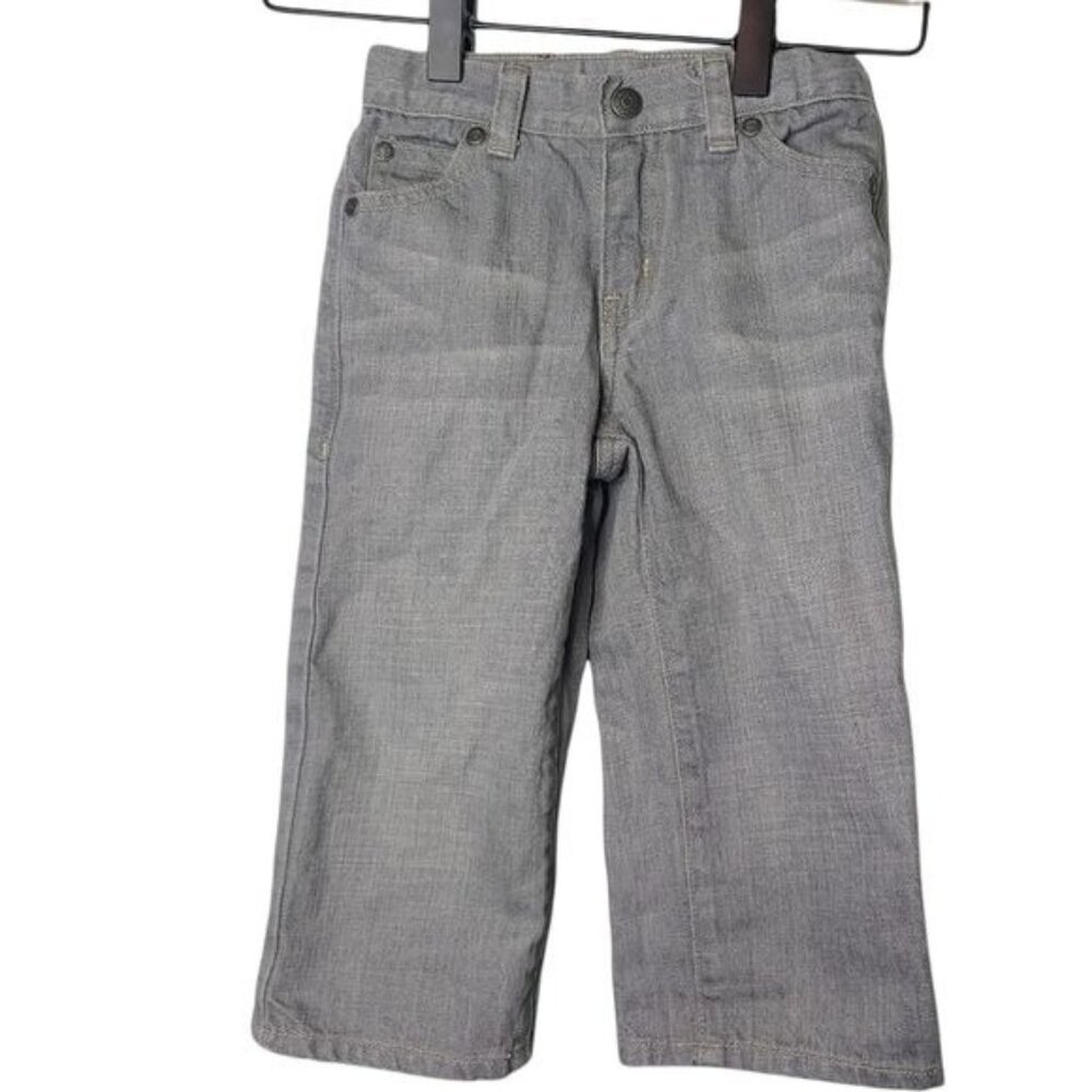 Janie and Jack jeans kids taupe grey18-24 months denim. Adjustable waist